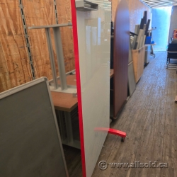 Red Frame Clarus Portable Double Sided Rolling Glass Whiteboard